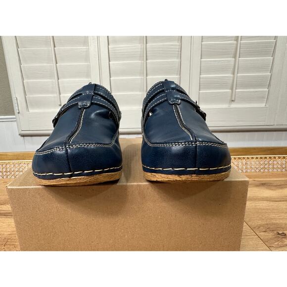 Spring Step Happy Slides Slip Ons Navy Leather Size 7.5/8 US 38 EU NWOB Casual - Picture 7 of 13